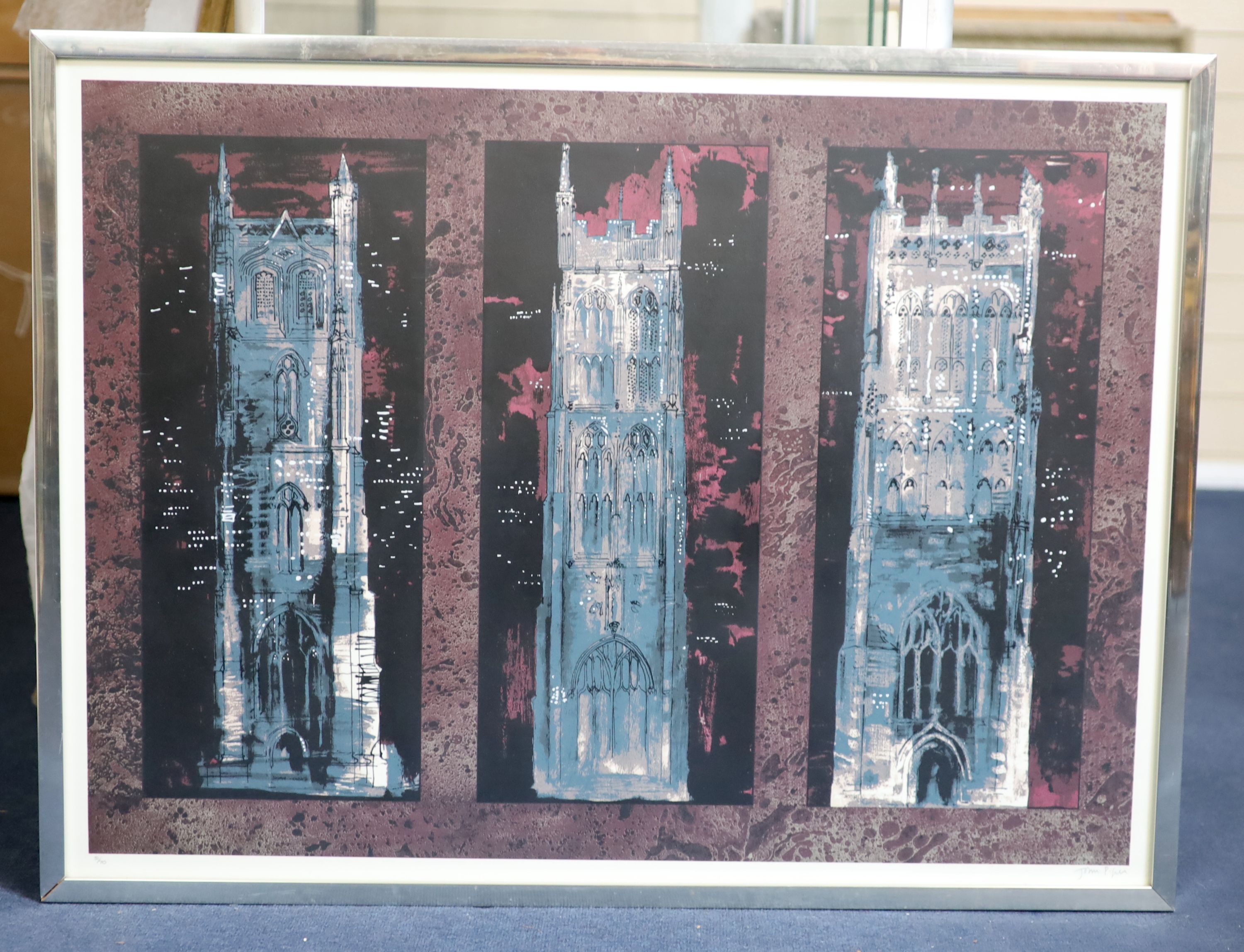 John Piper, Three Somerset Towers, (Levinson 236), Screenprint, 69 x 94 cm.